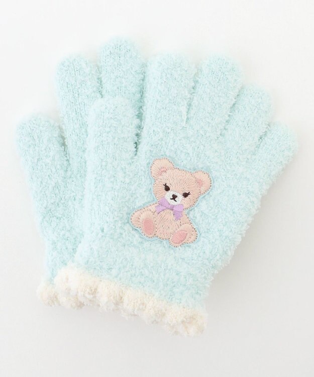 ANY KIDS アニマル刺繍手袋 ミント（クマ）