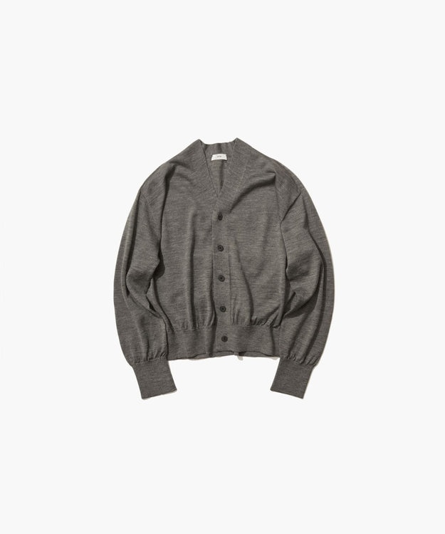 ATON RAMIE WOOL | Vネックニットカーディガン TOP GRAY