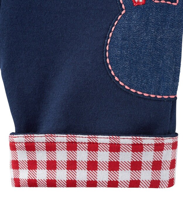 MIKI HOUSE HOT BISCUITS 【80-120cm】折り返しチェック 6分丈パンツ ピンク