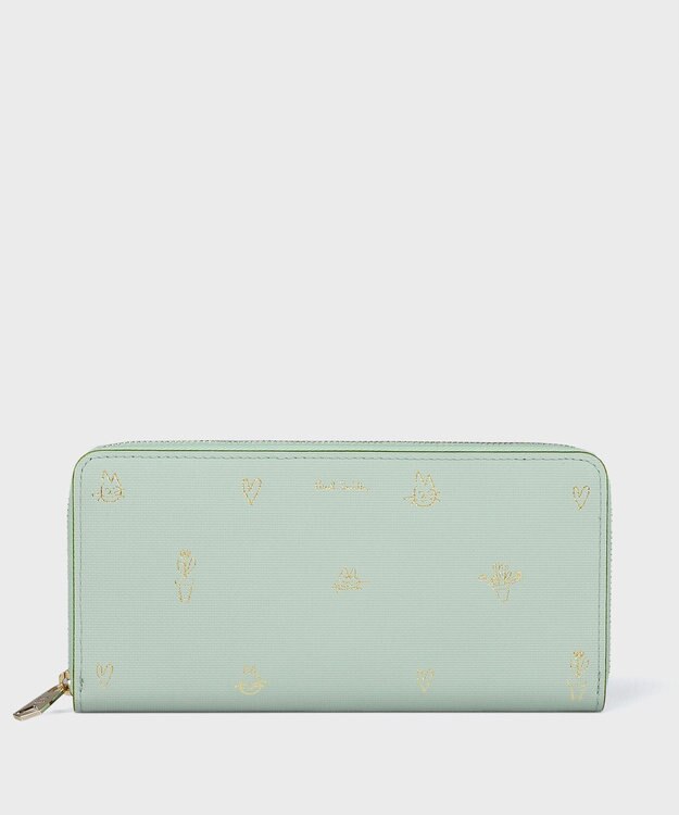 Paul Smith ミックスドゥードゥル ラウンドジップ 長財布 ミントグリーン