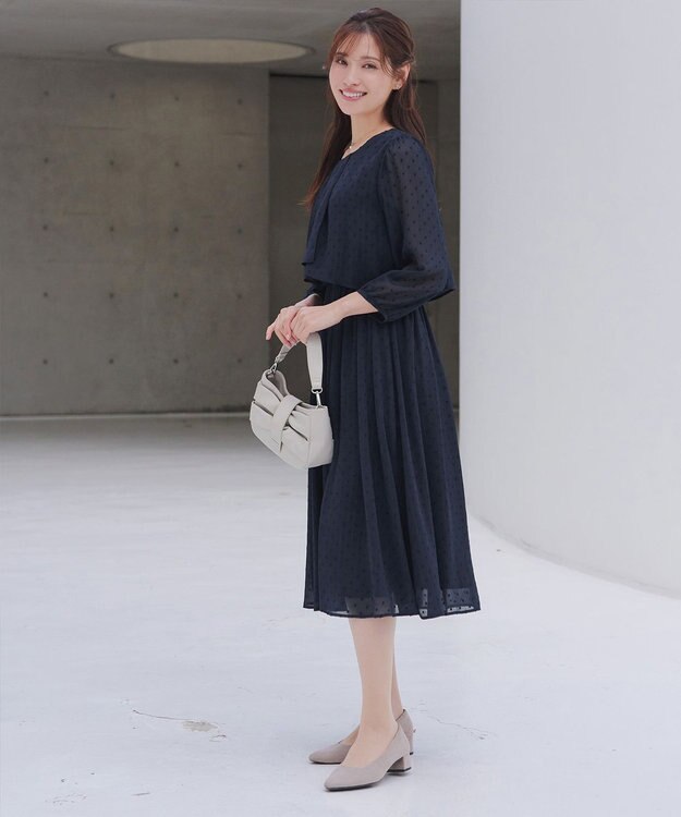 Tiaclasse 【新色追加】シフォンドレープワンピース ネイビー