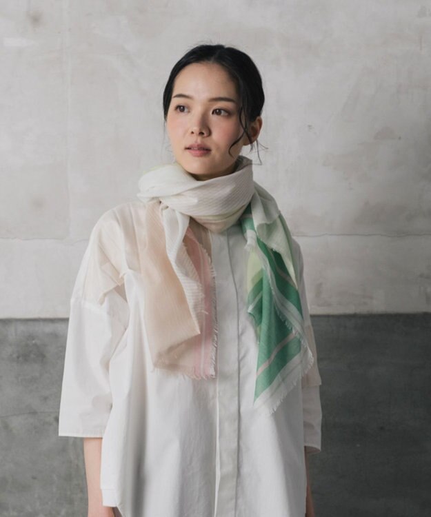 POLS 播州織 極細コットンストール グリーン