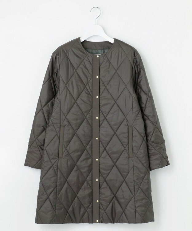 J.PRESS LADIES 高密度タフタ キルティング ロング コート グレー系