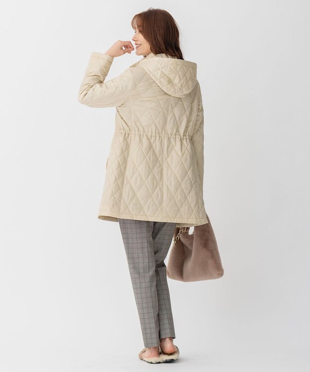 自由区 L 【洗える】ブライトキルト フード付きコート ベージュ系