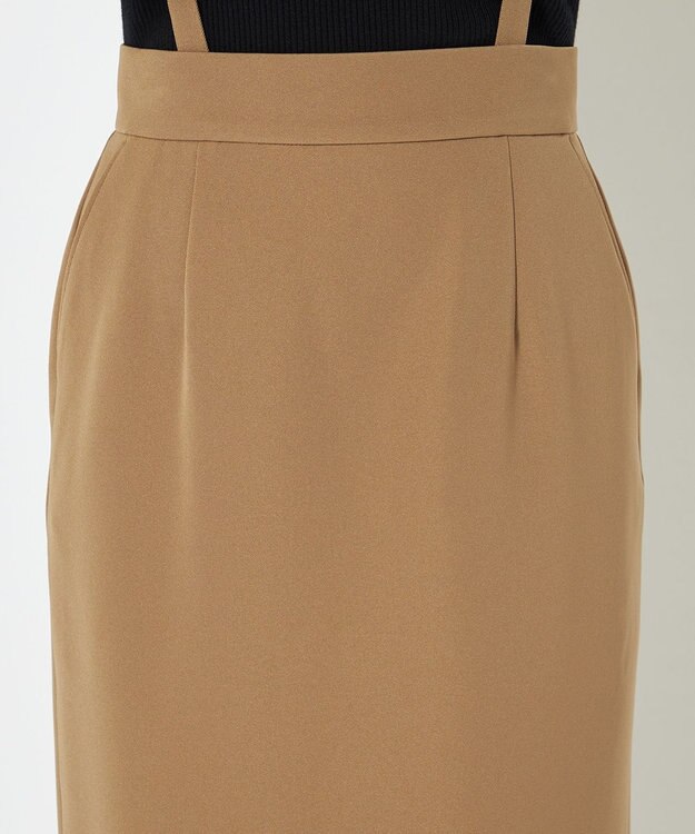 uncrave 【防しわ・UVカット・洗濯機洗い可】バルキーツイル スカート(サスペンダー付き)（uncrave STANDARD） キャメル