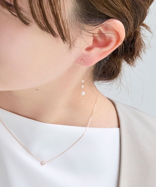 Phoebe 【金属アレルギー対応】【痛くないシリーズ】ドリッピングパールライトフィットイヤリング　シャンパンゴールド シャンパンゴールド