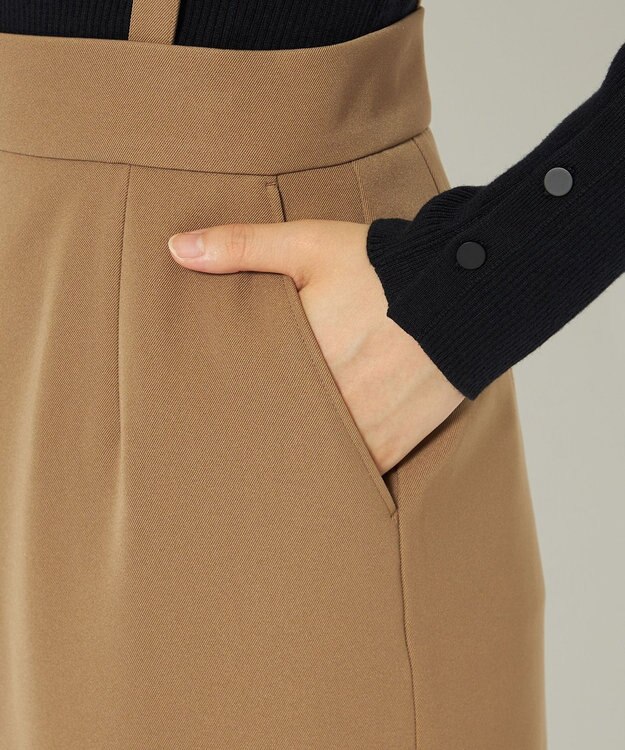 uncrave 【防しわ・UVカット・洗濯機洗い可】バルキーツイル スカート(サスペンダー付き)（uncrave STANDARD） キャメル