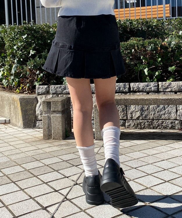 WEGO 厚底ハトメワンストラップシューズ ブラック