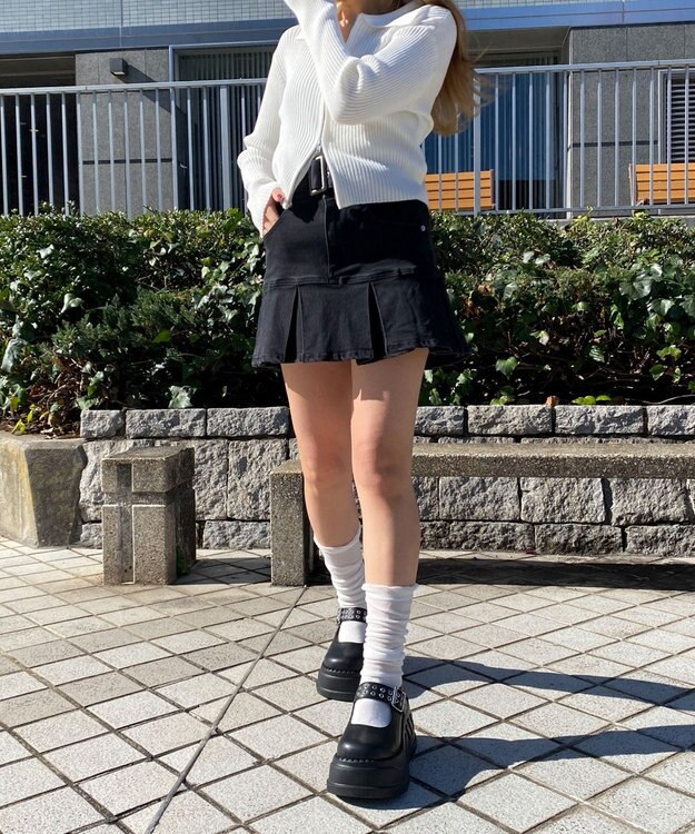 WEGO 厚底ハトメワンストラップシューズ ブラック