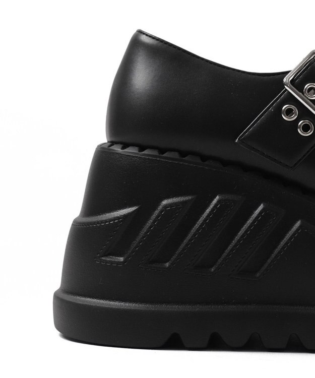 WEGO 厚底ハトメワンストラップシューズ ブラック