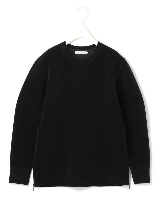 ICB L 【洗える】コットンシェニール コクーンスリーブニット ブラック系