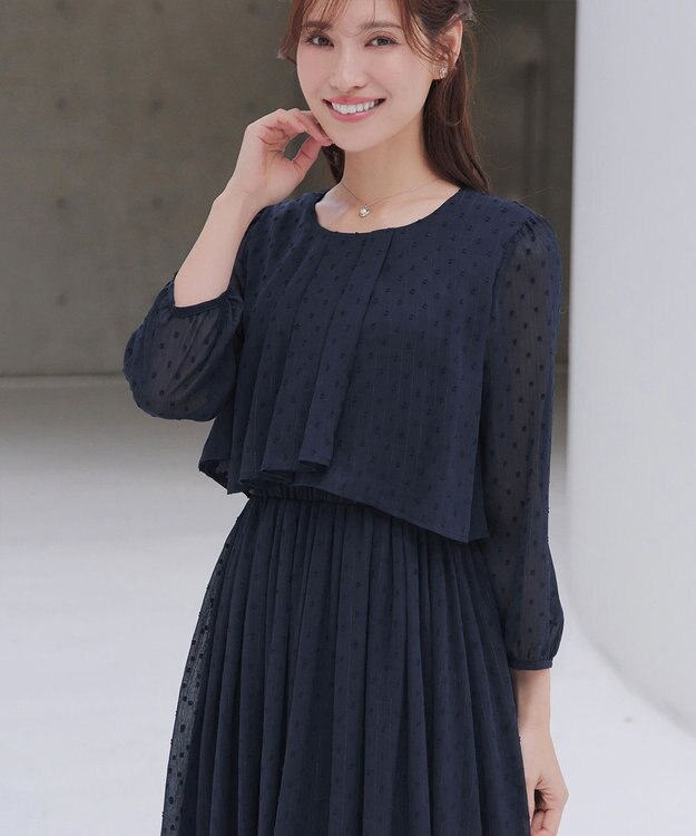 Tiaclasse 【新色追加】シフォンドレープワンピース ネイビー