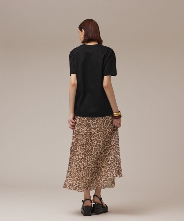 GRACE CONTINENTAL ヒョウ柄ロングプリーツスカート ベージュ