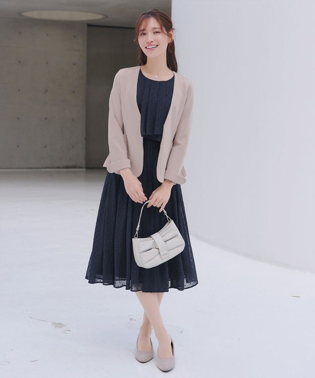 Tiaclasse 【新色追加】シフォンドレープワンピース ネイビー