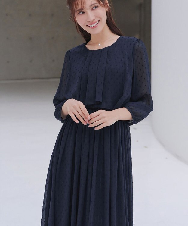 Tiaclasse 【新色追加】シフォンドレープワンピース ネイビー