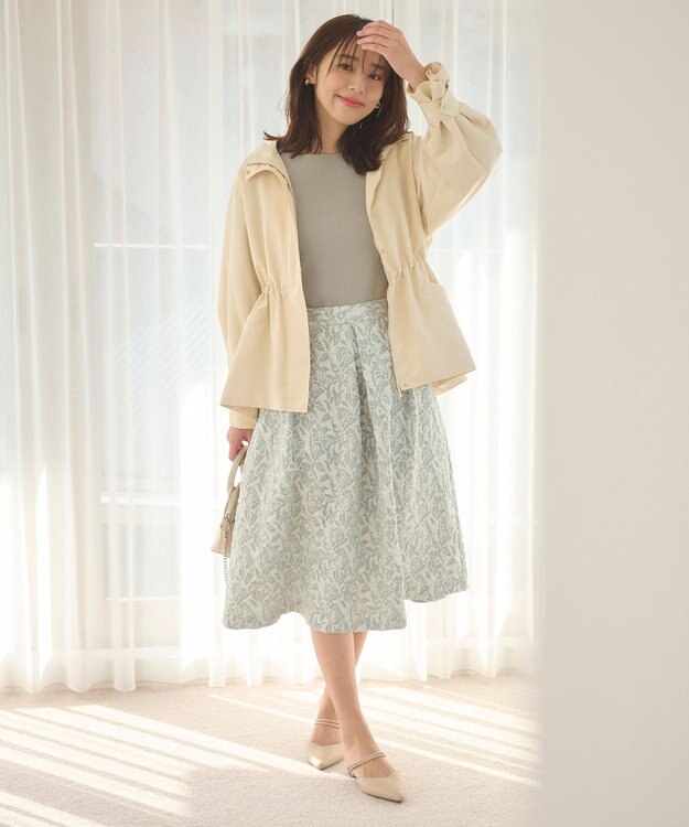 Feroux 【セットアイテム】ニット×ジャガードスカート セット ライトグリーン系
