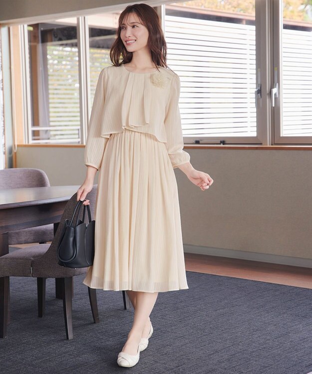 Tiaclasse 【新色追加】シフォンドレープワンピース アイボリー