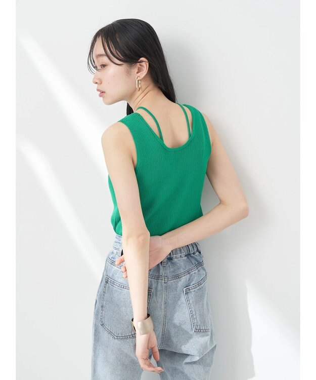 earth music&ecology レイヤリングニットタンクトップ Green