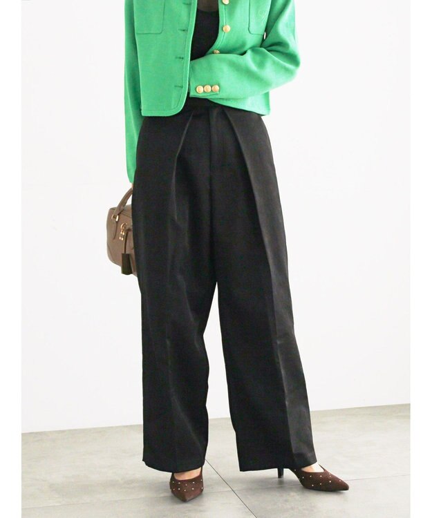 Te chichi シャイニーワイドスラックス ブラック