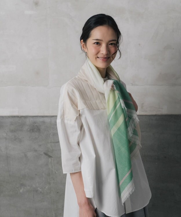 POLS 播州織 極細コットンストール グリーン