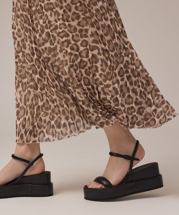 GRACE CONTINENTAL ヒョウ柄ロングプリーツスカート ベージュ