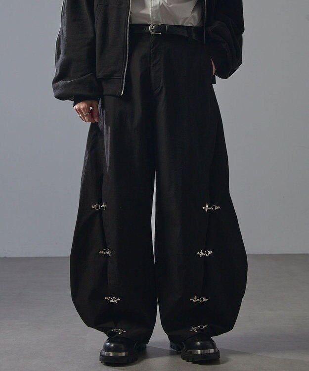 Green Parks トランスフォームワイドバルーンパンツ Black