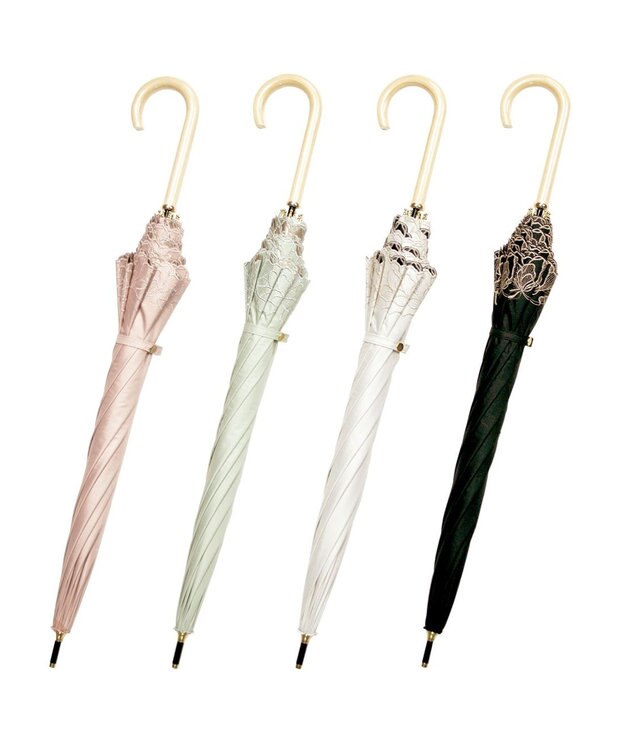 UNBILLION cache nez / フラワーラメ刺繍ショートパラソル ホワイト