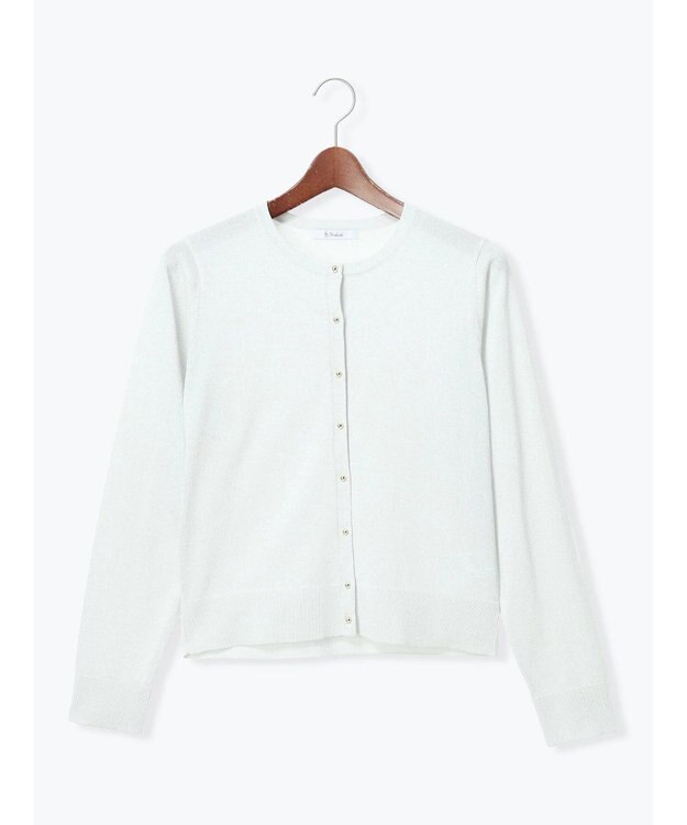 Te chichi 14G綿ポリクルーカーディガン シルバー