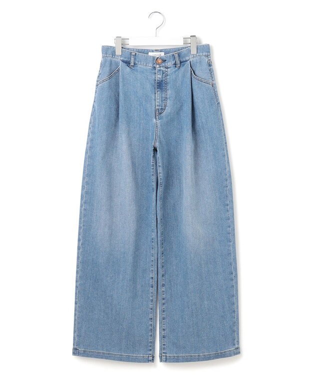 23区 L 【Oggi6月号掲載/接触冷感】23区DENIM サマー タック ワイド パンツ スカイブルー系