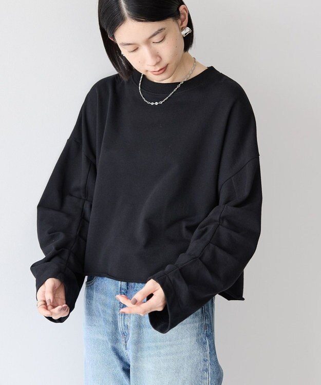 AMERICAN HOLIC ミニ裏毛タックスリーブショートプルオーバー1 Black