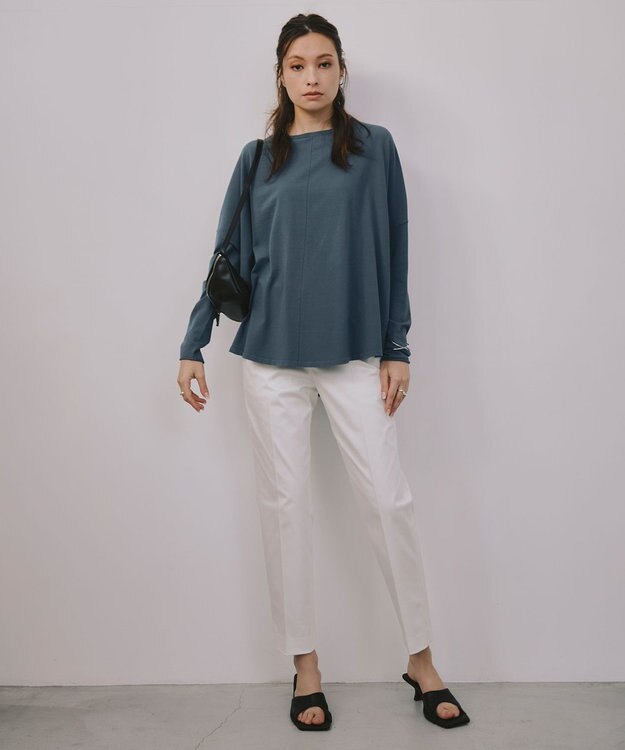 ICB 【洗える】T/Cストレッチサテン スティックパンツ オフホワイト系