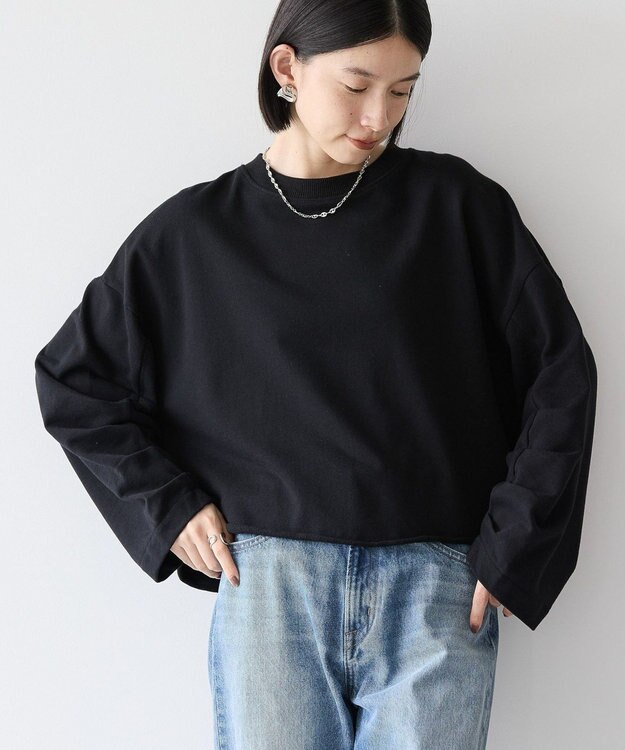 AMERICAN HOLIC ミニ裏毛タックスリーブショートプルオーバー1 Black