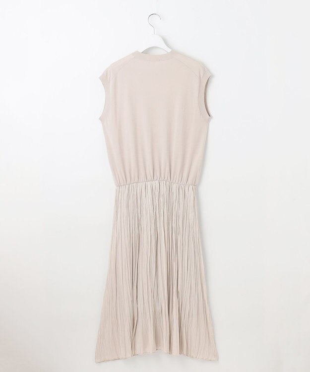 自由区 L 【カタログ掲載・洗える】ジョーゼットプリーツコンビ ワンピース サンドベージュ