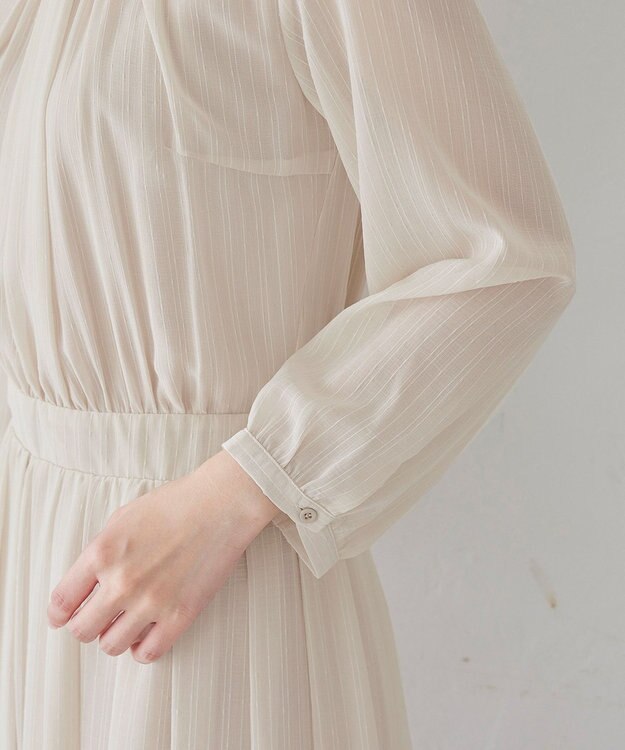 Tiaclasse 【新色追加・洗える】シフォンギャザーワンピース ベージュ