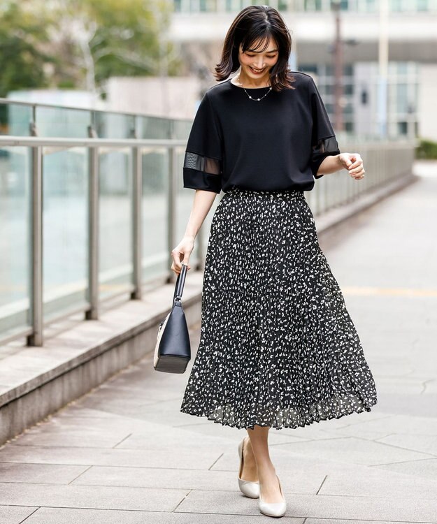 ANY SIS チュール切替ランタンスリーブ プルオーバー ブラック