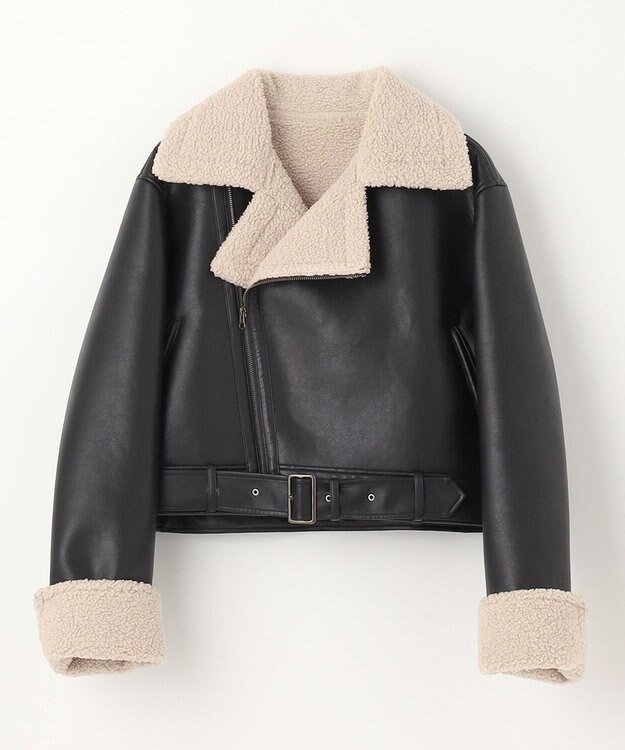 NAVE 【Nave】ヴィーガンムートン ライダースジャケット ブラック系