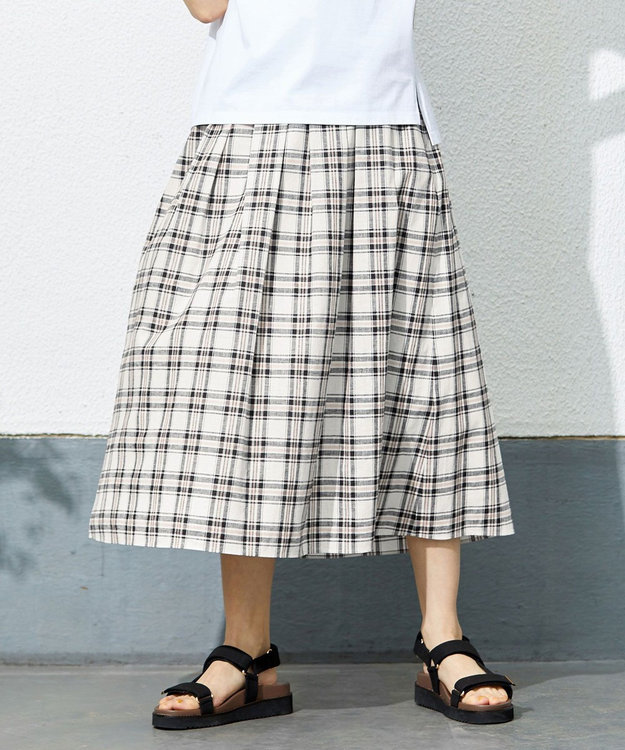 J.PRESS LADIES 【洗える】BEZ Cリネンマドラス スカート ピンク系3