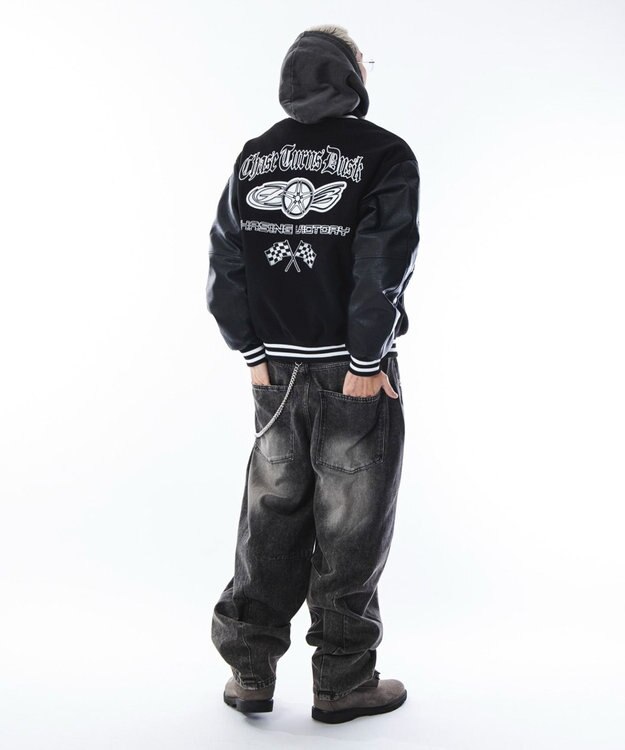 WEGO 【ユニセックス着用ITEM】メルトンワッペンスタジャン ブラック