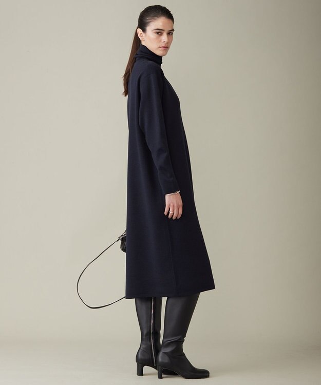 ICB 【WEB限定カラーあり】ウールブレンドスムース レイヤードデザインワンピース ネイビー系