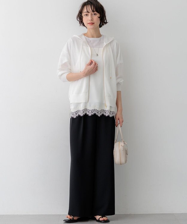 23区 【WEB&一部店舗限定】ストレッチジョーゼット ワイドパンツ ブラック系