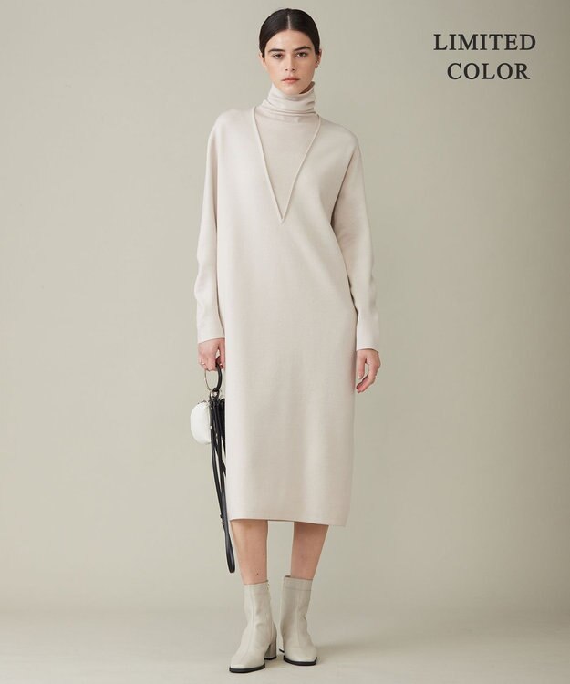 ICB 【WEB限定カラーあり】ウールブレンドスムース レイヤードデザインワンピース トープ系［WEB限定］