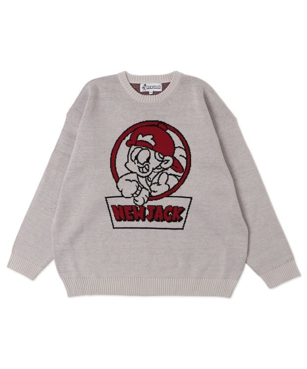 WEGO 【ユニセックス着用ITEM/MLサイズ展開】別注NEW　JACKジャガードニットプルオーバー ホワイトアイボリー