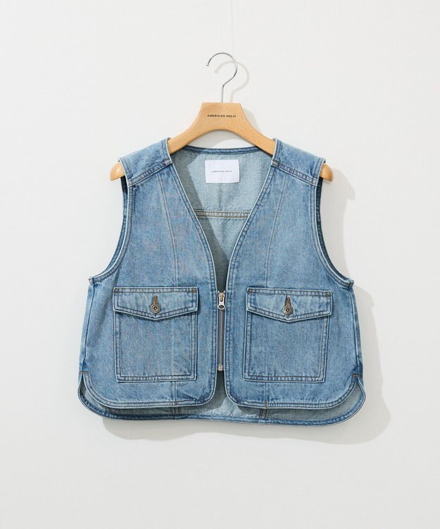 AMERICAN HOLIC ショート丈デニムベスト Light Indigo