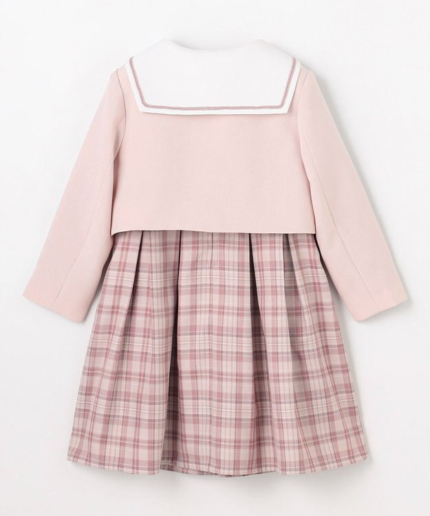 ANY KIDS 【2点セット】セーラージャケット+チェックワンピース ピンクベージュ