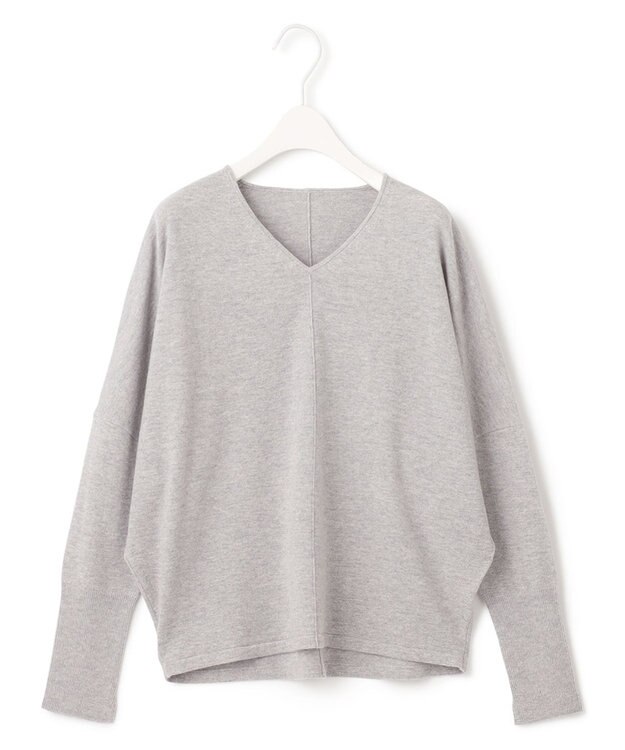 ICB 【洗える】ソフトウールハイゲージ Vネックプルオーバー ライトグレー系