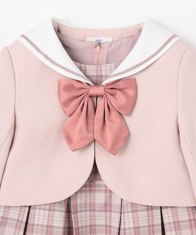 ANY KIDS 【2点セット】セーラージャケット+チェックワンピース ピンクベージュ