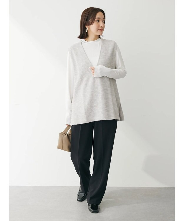 Green Parks ＳＥＴ２点　カットツイードベスト＋プルオーバー Light Gray