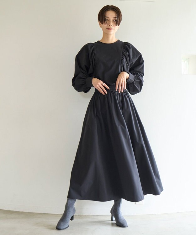 UNFILO FINE MOVE フレアスカート ブラック