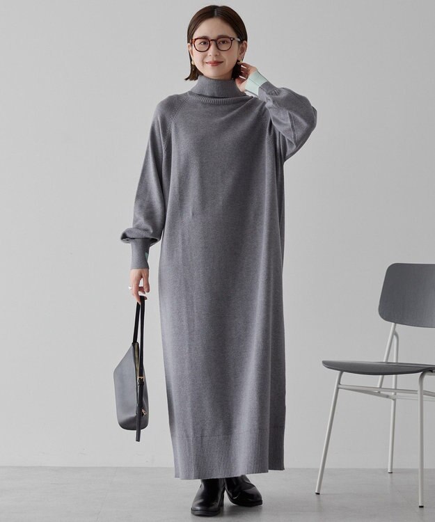 AMERICAN HOLIC バイパチモックネックニットワンピース Gray Mixture