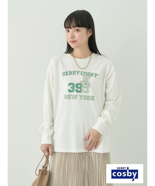 earth music&ecology Ｃｏｓｂｙ×ｅａｒｔｈ　ベアープリントロングＴシャツ Off White